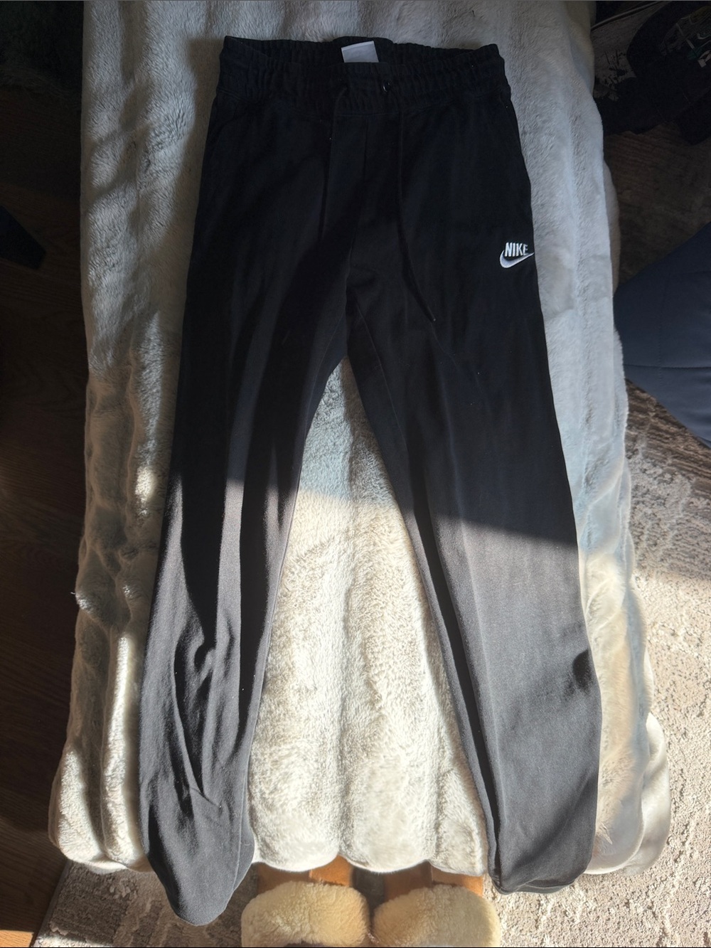 Nike Black Kids Jogger Sweatpants with White Swoosh